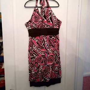 Speechless Pink & Brown Mini Halter Dress